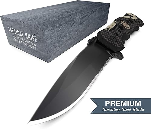 Miniatura 3 de Swiss Safe Cuchillo táctico 3 en 1 para militares y socorristas - Fibra de carbono gris