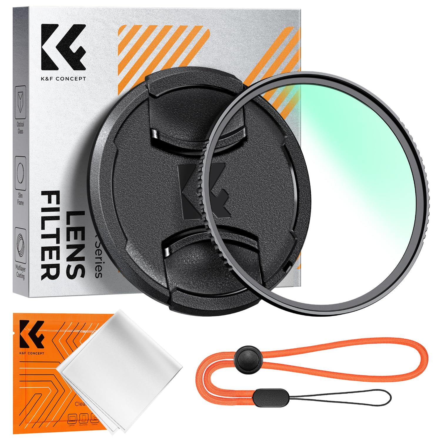 K&F CONCEPT 37mm MC UV Lens Protection Filter with Lens Cap Cleaning Cloth Optical Glass Ultra Slim 18 Multi-Layer Coatings Camera Lens UV Filter (
