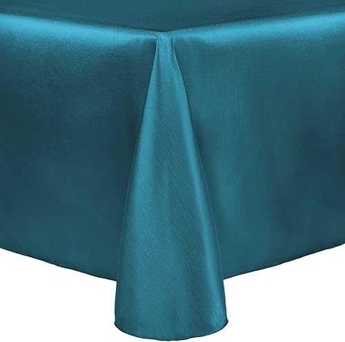 Miniatura 1 de ULTIMATE TEXTILE Mantel reversible Shantung Satin Majestic de 52 x 70 pulgadas, color azul turquesa