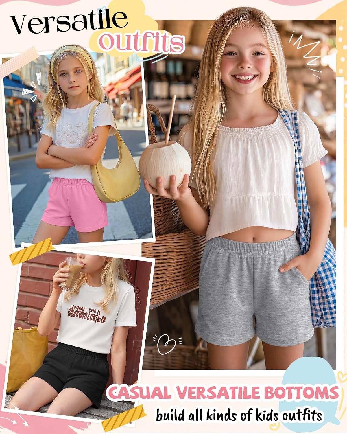 3 Pack Girls' Athletic Shorts