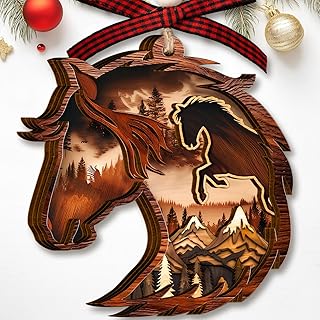 Galloping Horse Christmas Ornament - 3-Layer Wooden Hanging Ornament for Horse Lovers - Laser-Cut Horse Ornaments for Christmas Tree - 2025 Christmas Home Decor for Equestrians