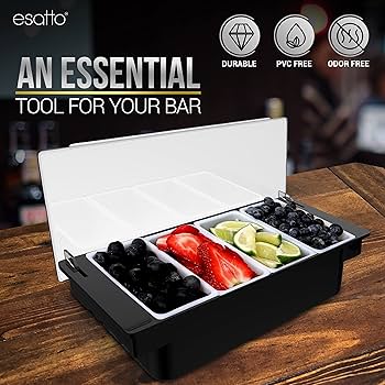 4 Part BLACK Plastic Condiment Holder - Bar Tools Express