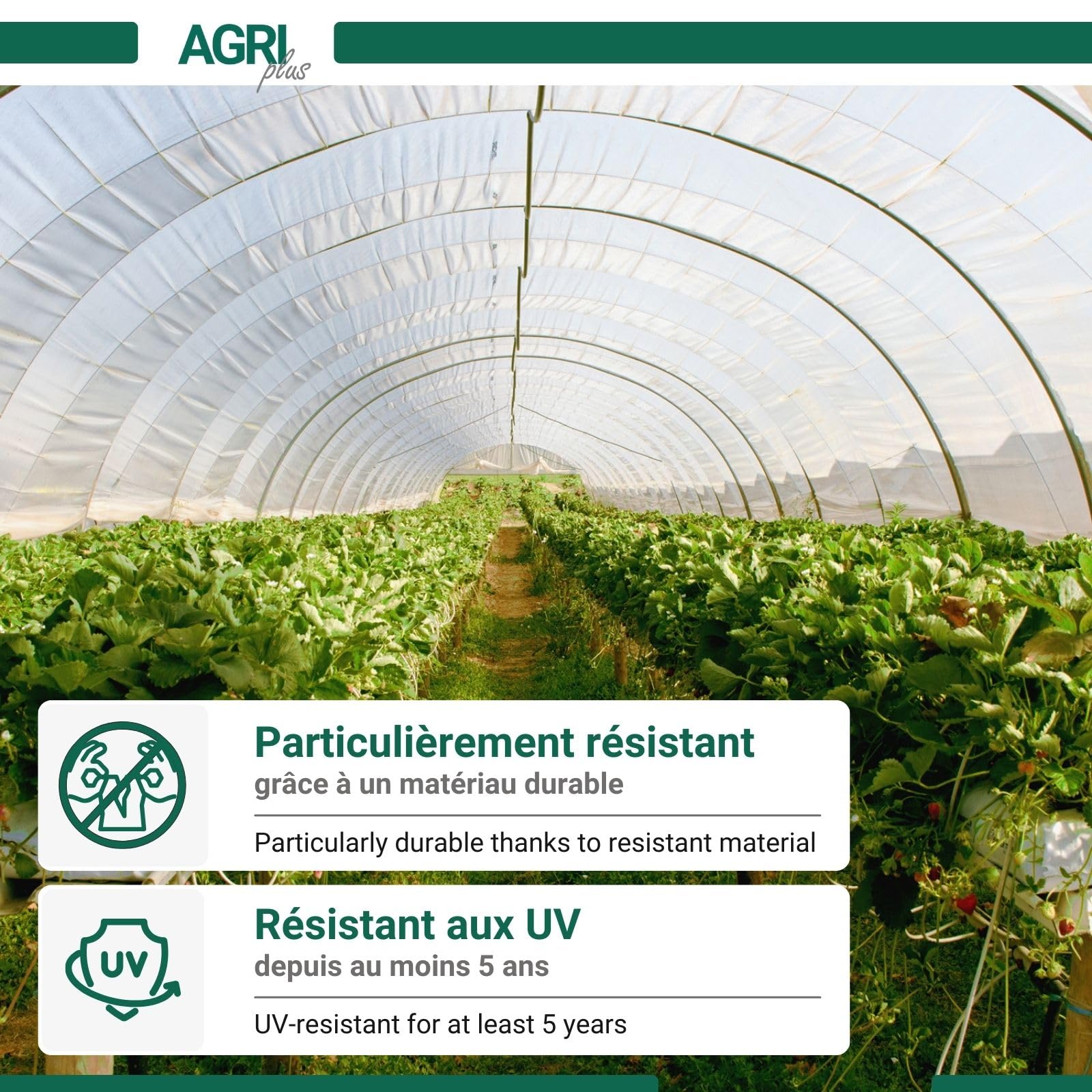 AGRI plus Film de Serre avec Bande de réparation I 4,5 x 5 m I épaisseur 0,200 mm I Film de Jardin pour Couverture I bâche de Protection résistante aux intempéries & 5 Ans de résistance aux UV