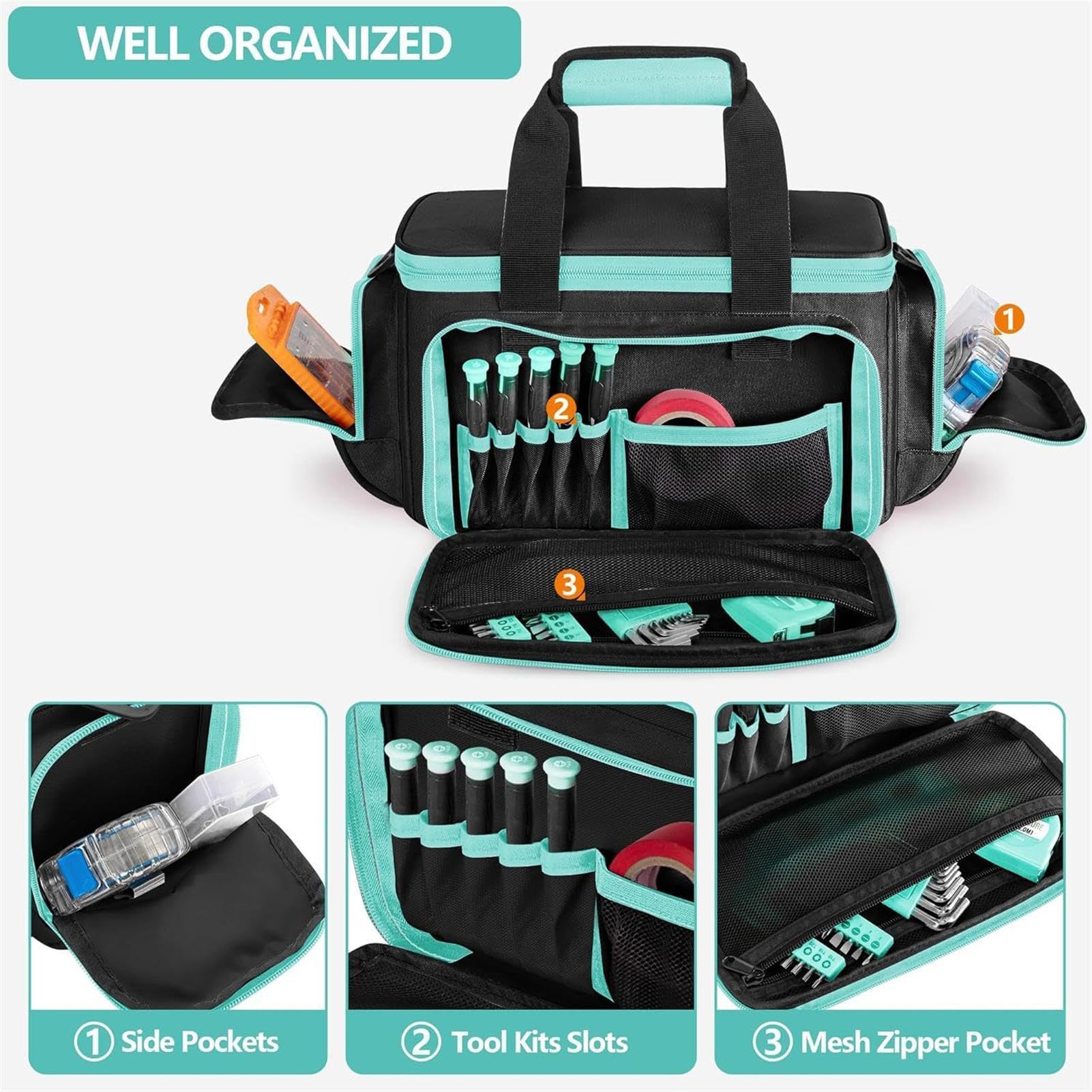 Bolsas portaherramientas Organizador grande de tela Oxford | Bolsa Organizadora de Herramientas para carpintero electricista jardinería viajes construcción y camping