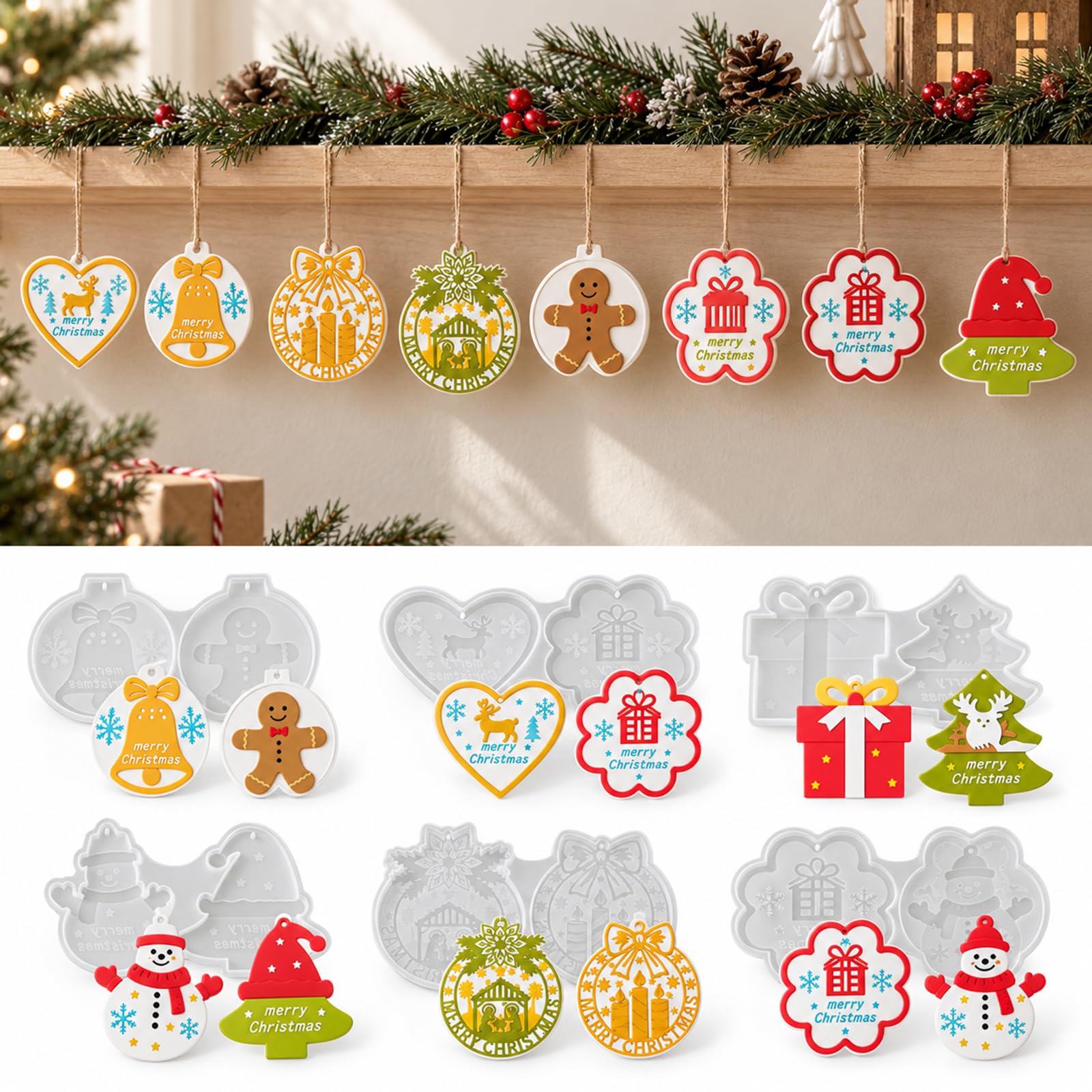 Sukizifa Silicone Christmas Moulds, 6 Forms with 12 Designs