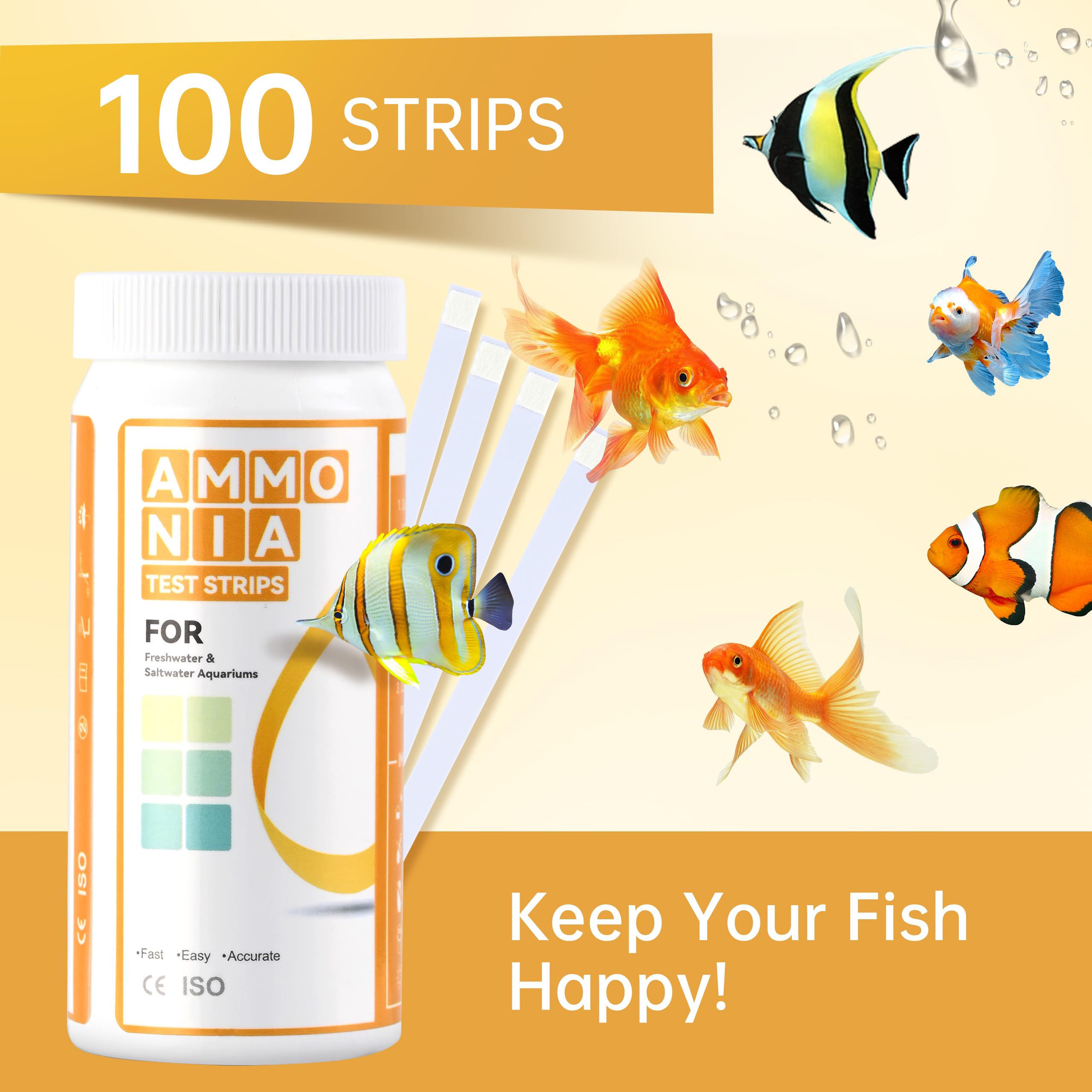 AAwipes Ammonia Test Strips for Fish Tank Aquarium Test Strips Aquarium Water Test Kit Freshwater Fish Tank (100) - Image 4