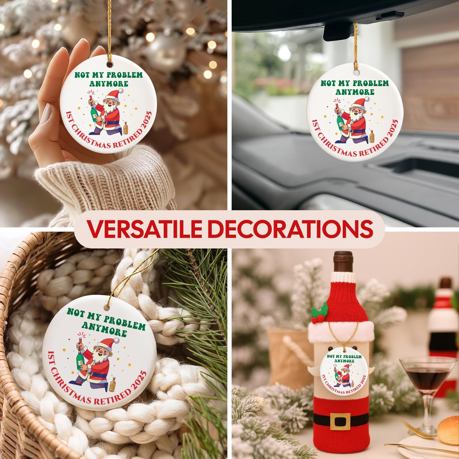 NewEleven Retirement Ornament, Retirement Gift for Woman, Funny Retired Gift for Woman Men, Retired Gifts for Women Mom, Christmas Tree Decorations, First Retirement Christmas Ornament 2025 - Image 5