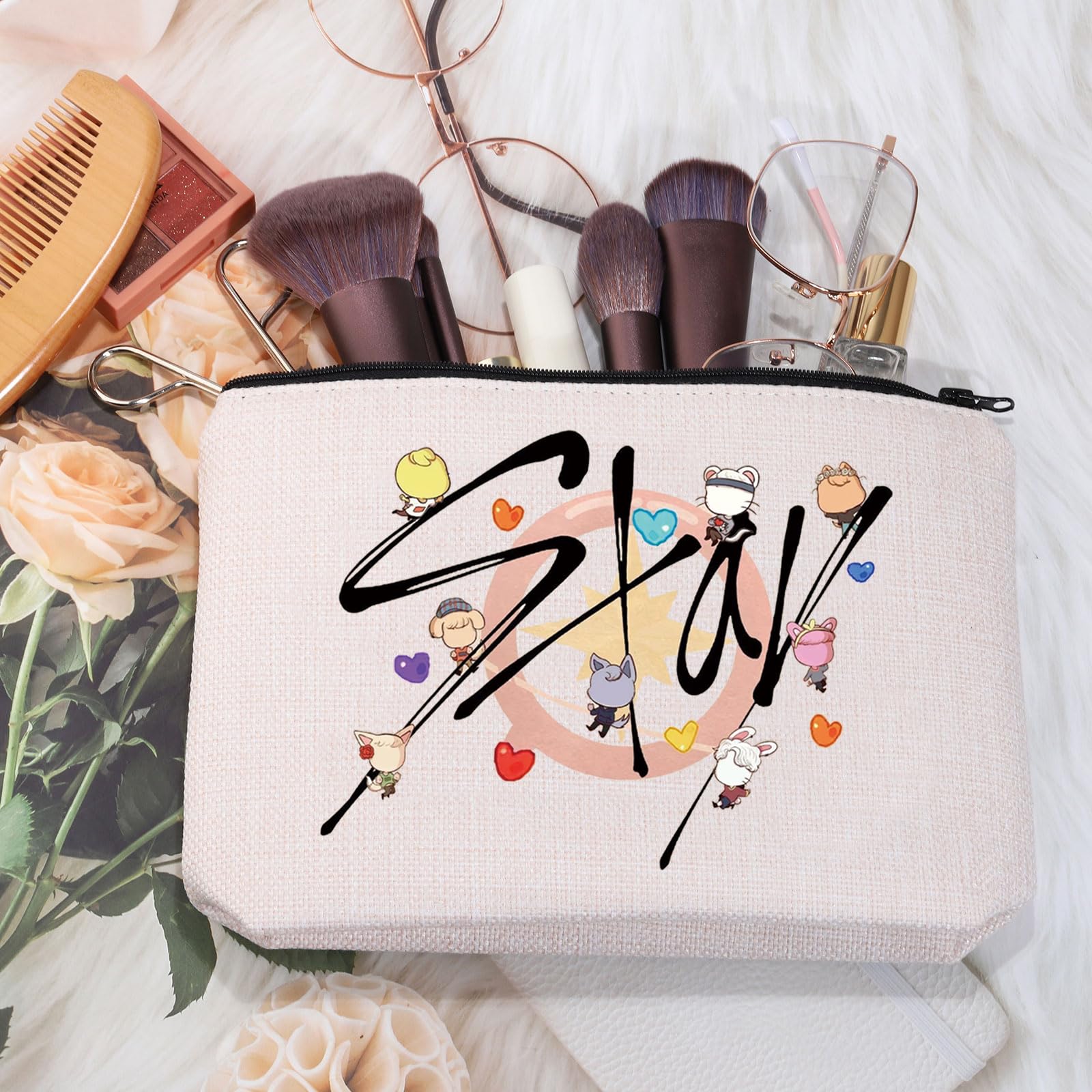 MEIKIUP Stay Fandom Makeup Bag SKZ K-POP Group Gift SKZ Fans Makeup Bag Gift SKZ Character Cosmetic Bag K-POP Fans Gift