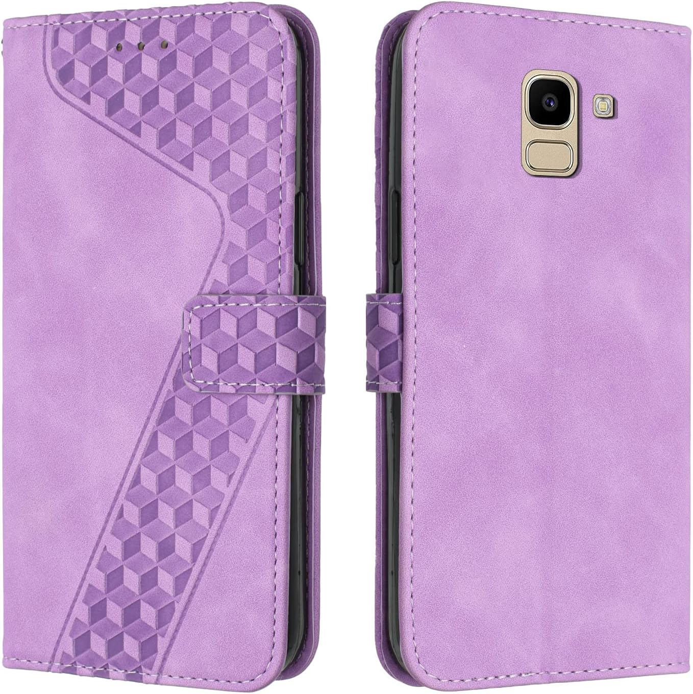 Compatible With Samsung Galaxy J6 2018 Case, Wallet Case PU Premium Leather with Card holder Slots Magnetic Shockproof Protect Flip Cover Bookstyle Phone Cases Cover for Samsung J6 2018(Purple)