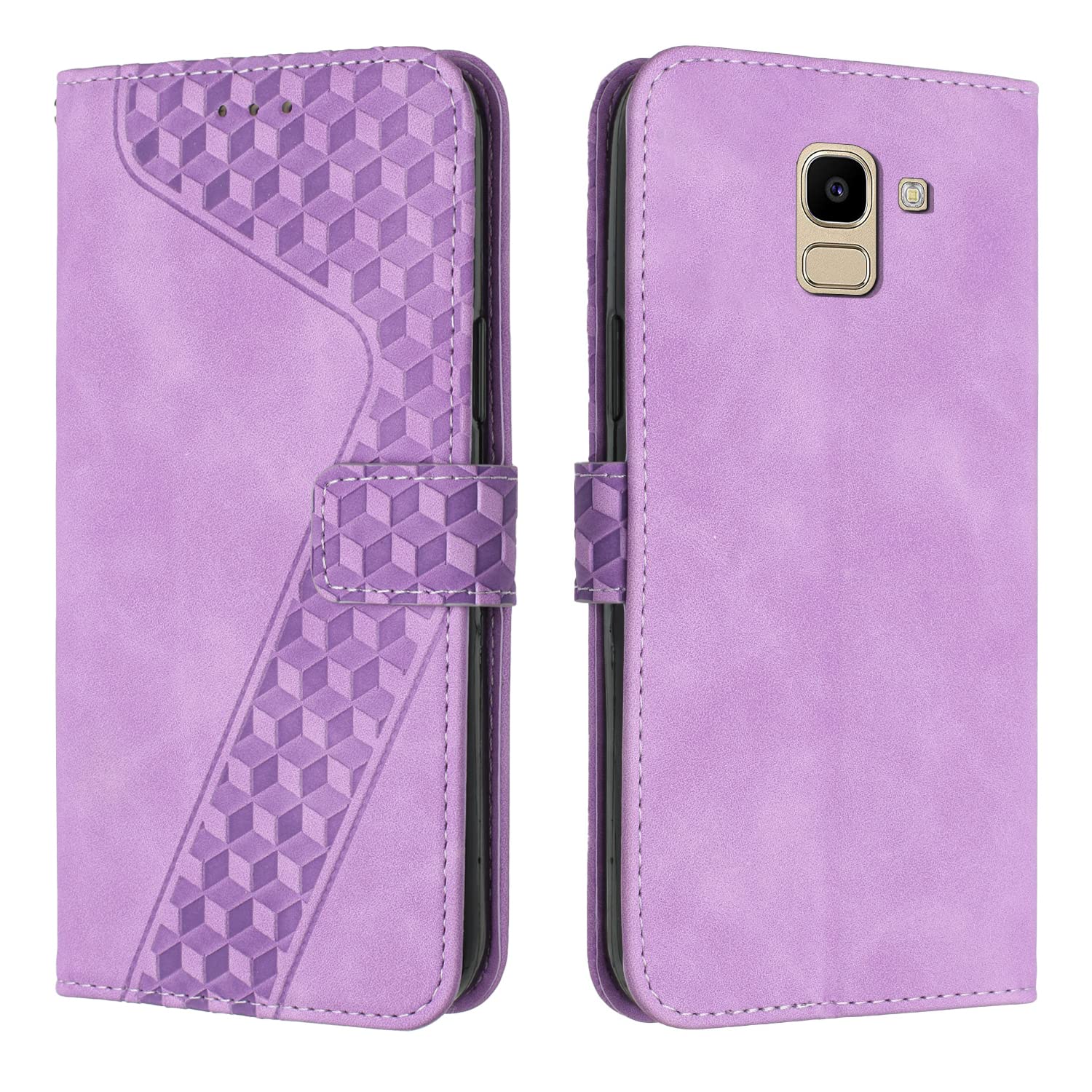 Compatible With Samsung Galaxy J6 2018 Case, Wallet Case PU Premium Leather with Card holder Slots Magnetic Shockproof Protect Flip Cover Bookstyle Phone Cases Cover for Samsung J6 2018(Purple)