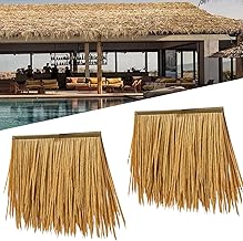 Paneles de Tapete de Techo de Paja de Palma, Material de Pe, Vida Útil de Hasta 10 Años, para Tiki Bar Garden Chirm Hawaii Beach Umbrella Casa de Madera (Tamaño: 6 Piezas, Color: Amarillo Claro)