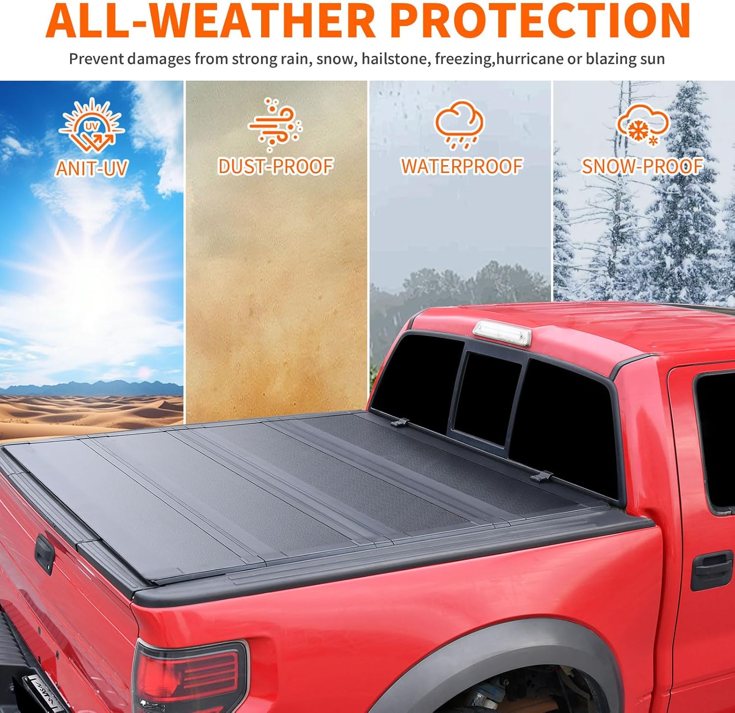 Truckiipa Hard Quad Fold Truck Bed Tonneau Cover Compatible with 2022-2024 Toyota Tundra, 5'7" (77") Bed