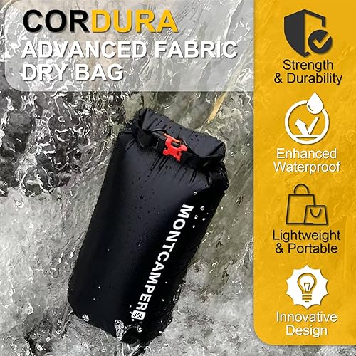 Miniatura 2 de Bolsa seca impermeable, tela CORDURA resistente al desgarro, duradera y ligera, con silbato de supervivencia, perfecto para senderismo, campamento,
