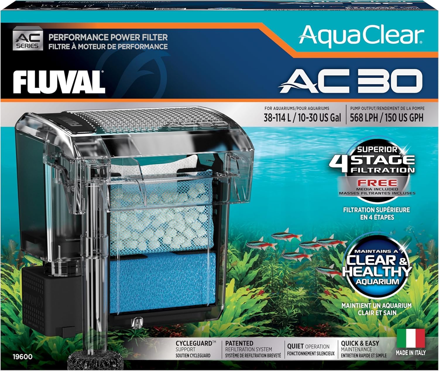 AquaClear 30 Power Filter, Fish Tank Filter for 10- to 30-Gallon Aquariums