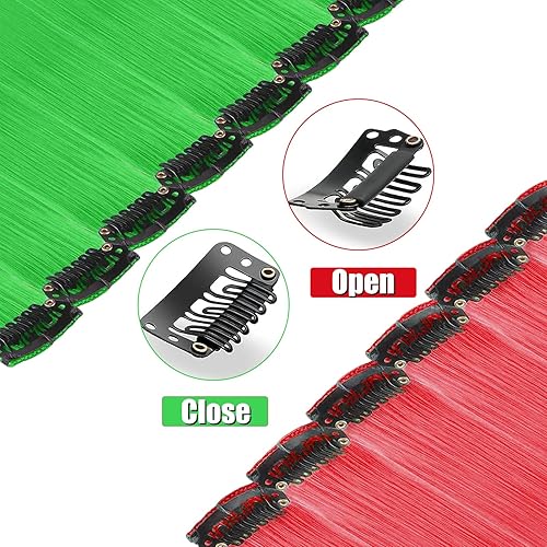 Miniatura 10 de 22 extensiones de cabello rosa claro con clip, extensiones sintéticas de neón de colores para fiestas, accesorios para el cabello de arcoíris para