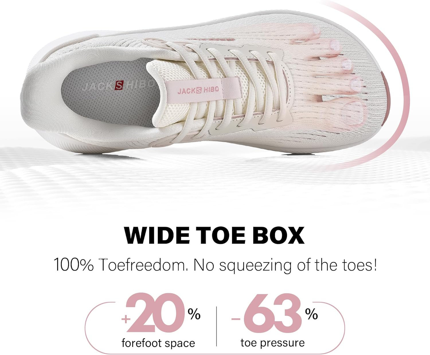 JACKSHIBO Wide Toe Box Shoes Women Slip in Arch Support Slip on Sneakers for Running Walking Athletic Tennis Orthopedic Plantar Fasciitis Thick Cushion Zero Drop Sole Width Hands Free Shoes - Image 3
