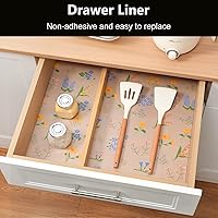 Vista 18 de INNOLITES Kitchen Cabinet Shelf Liner Non-Adhesive Refrigerator & Drawer Liner Waterproof, Oil-Proof EVA with Floral Pattern Easy to Cut &