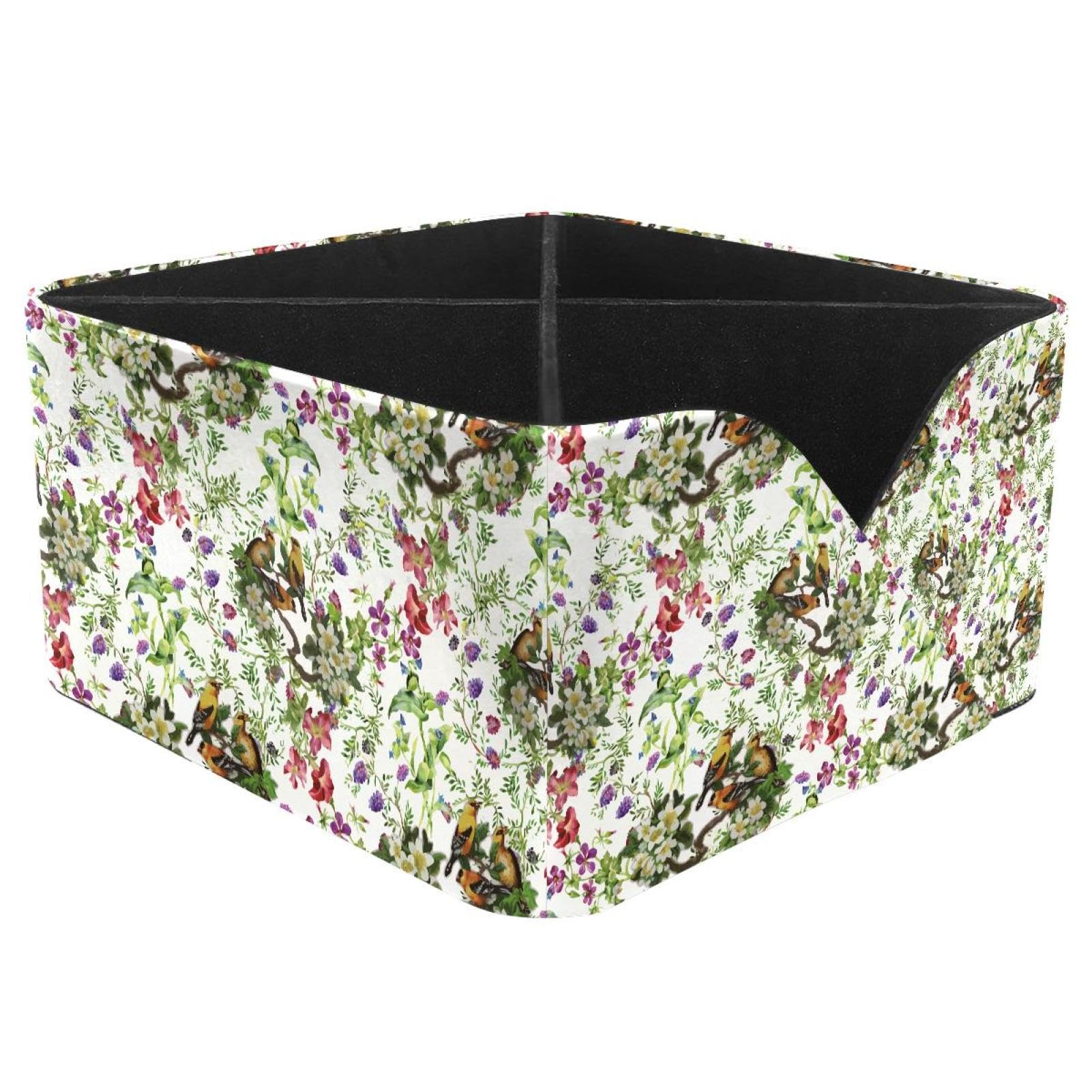 KengjuTesu Flower Bird Spring Desktop Organizer Pen Holder, Rectangular Pencil Cup for Office, Study and Makeup Stations