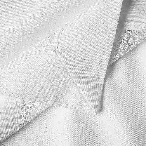 Miniatura 7 de Violet Linen Splendour Exquisito mantel de encaje bordado de poliéster con patrón de borde de macramé, 60 x 95 pulgadas, color blanco