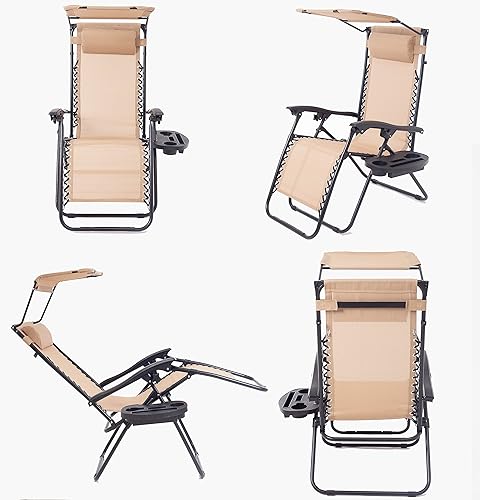 Miniatura 8 de BTEXPERT Funda ajustable de malla de acero para silla de gravedad cero para exteriores, patio, reclinable, playa, patio, jardín con almohada para