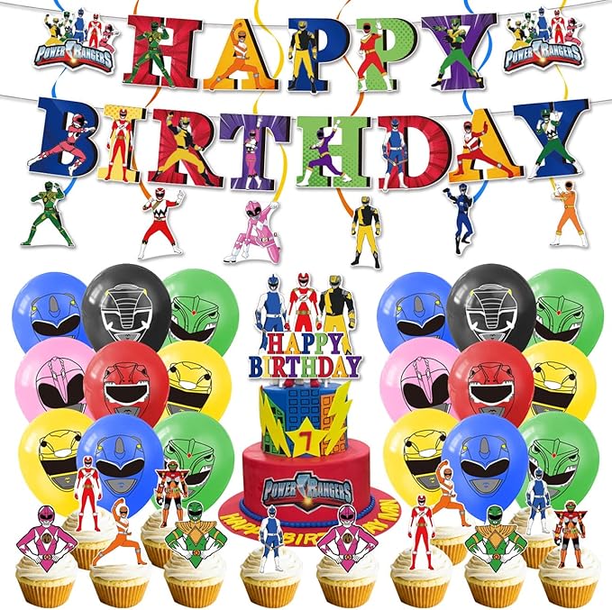 Power Rangers Birthday Decoration simyron 38Pcs Birthday Party