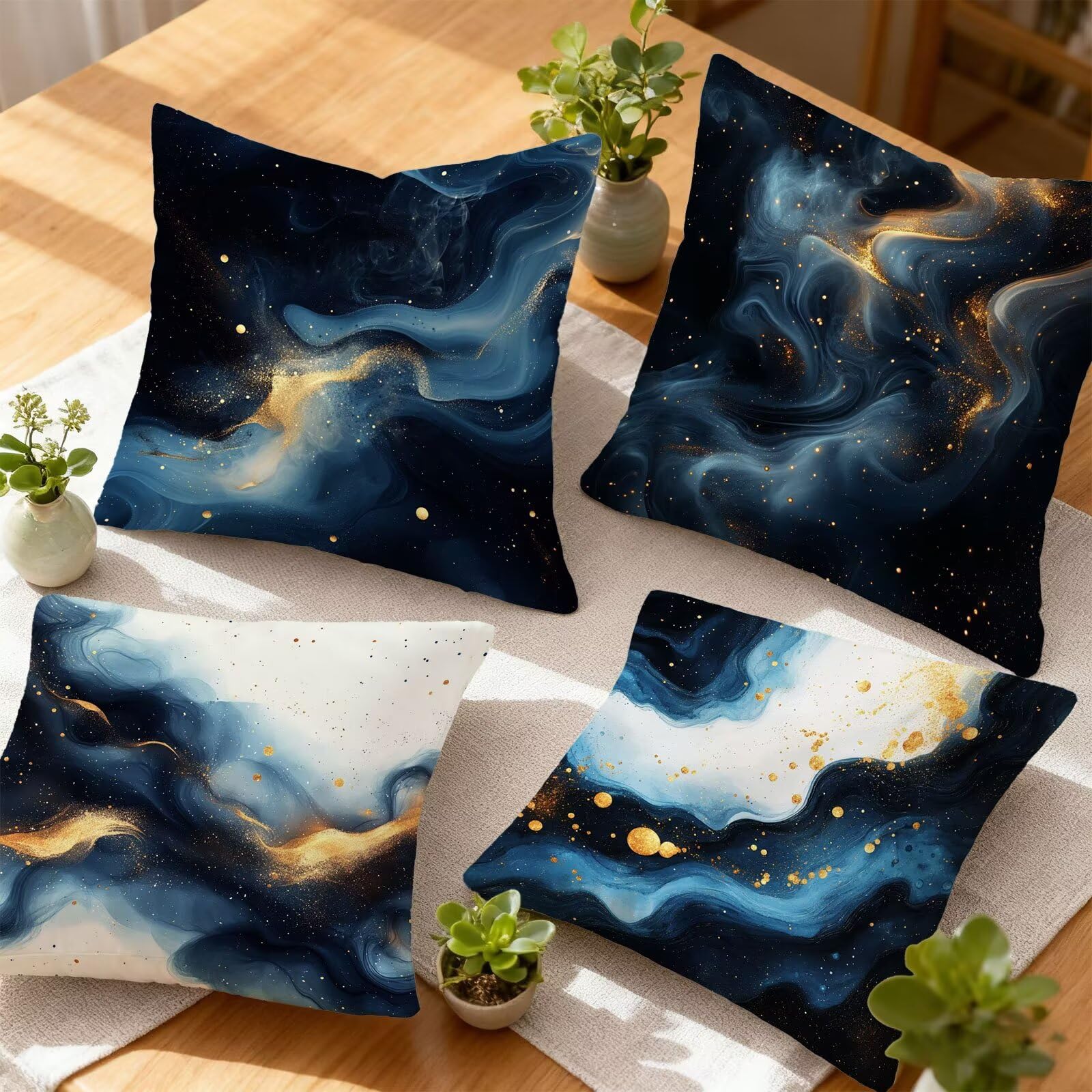 Azul Marino Funda Almohada 60x60 Blanco Funda Cojin 60x60 Cojines Sofa Lino Fundas Almohadas Cuadrada Fundas Cojines Juego 4 Protector Almohada Cervicales y Cuello, para Jardin Dormitorio E - 843