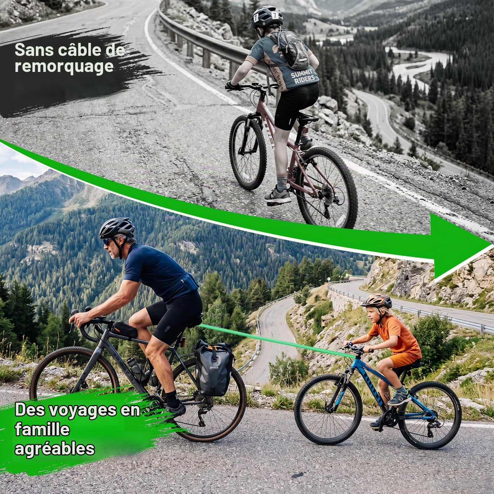 Tire Velo, 2.5m Rétractable Barre Traction Velo Enfant, Capacité de Charge 200 kg, Accessoire de vélo Adapté au vélo électrique, vélo Enfant et VTT