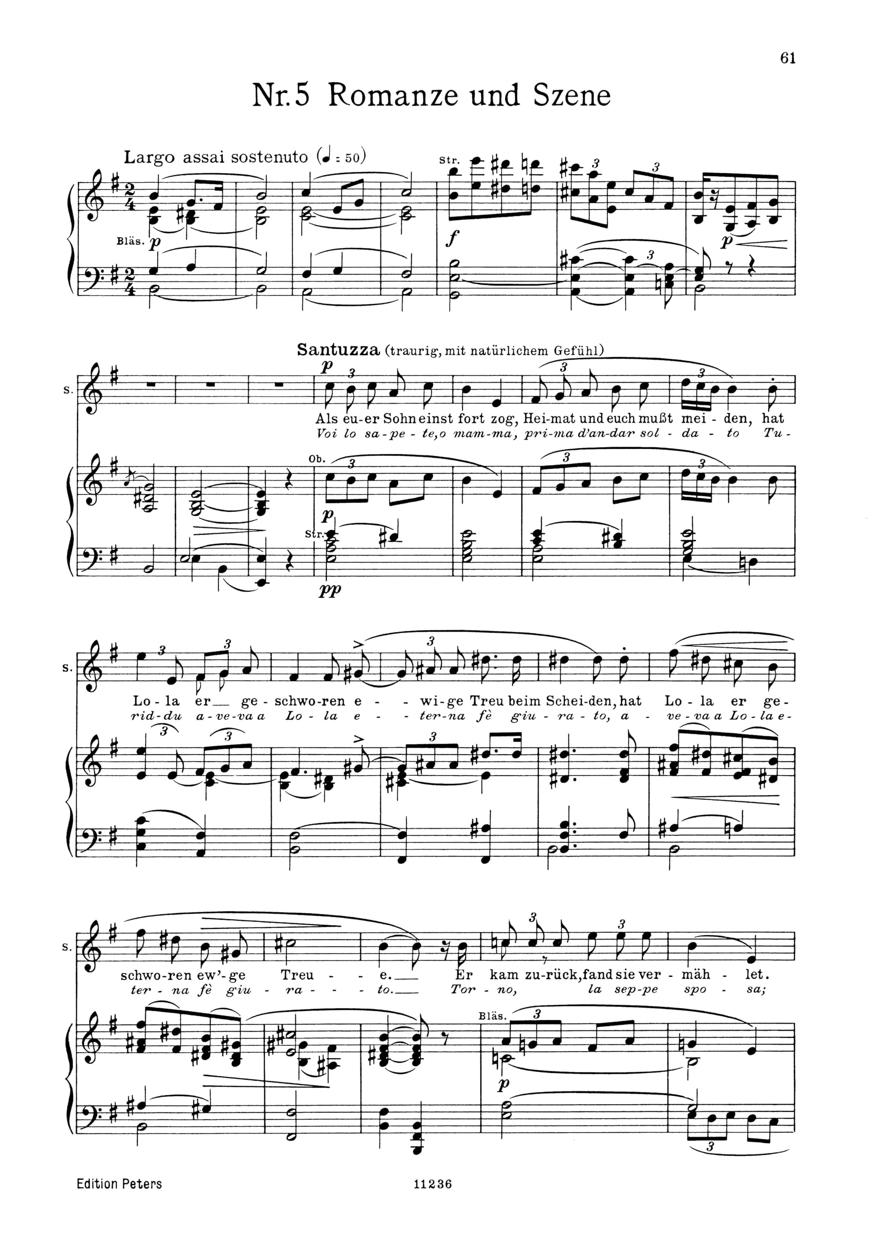 Cavalleria Rusticana: (Soldan) (Edition Peters)