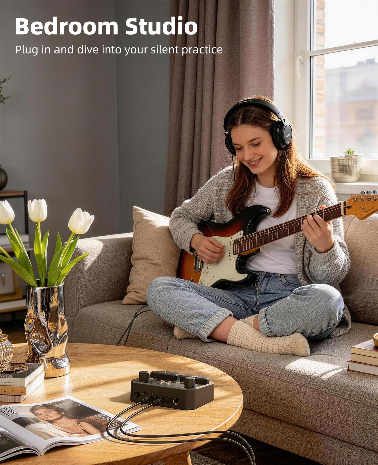LEKATO Multi Effets Pédale pour Guitare Basse, Processeur Pédale d'effets 10 Modules d'effets, 99 préréglages, 30 Modèles d'amplis et de Baffles, OTG Interface Audio USB BT, Écran LCD 2", Noir