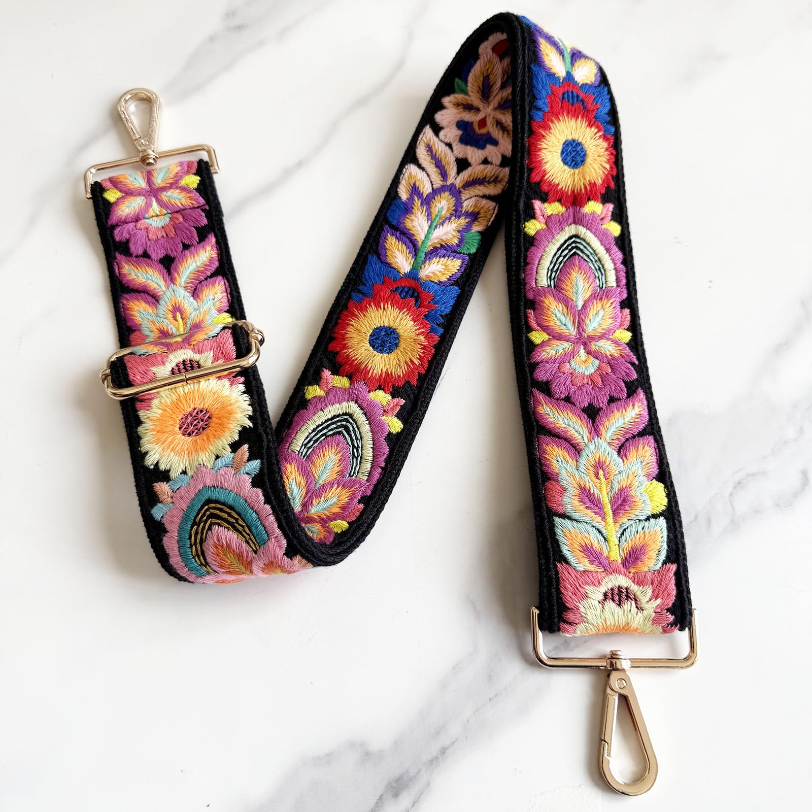 Amazon.com: TCOMVEZ Embroidery Flower Purse Strap
