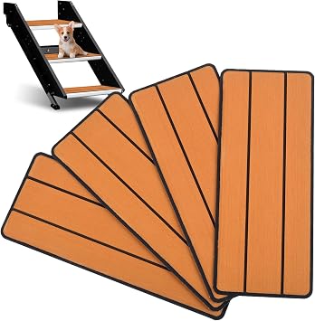 OCEANBROAD EVA Foam RV Step Cover 16L x 6.5W 4 Pack with Self Adhesive for Ladders Trailers Truck Campers RV Steps Treads, Brown