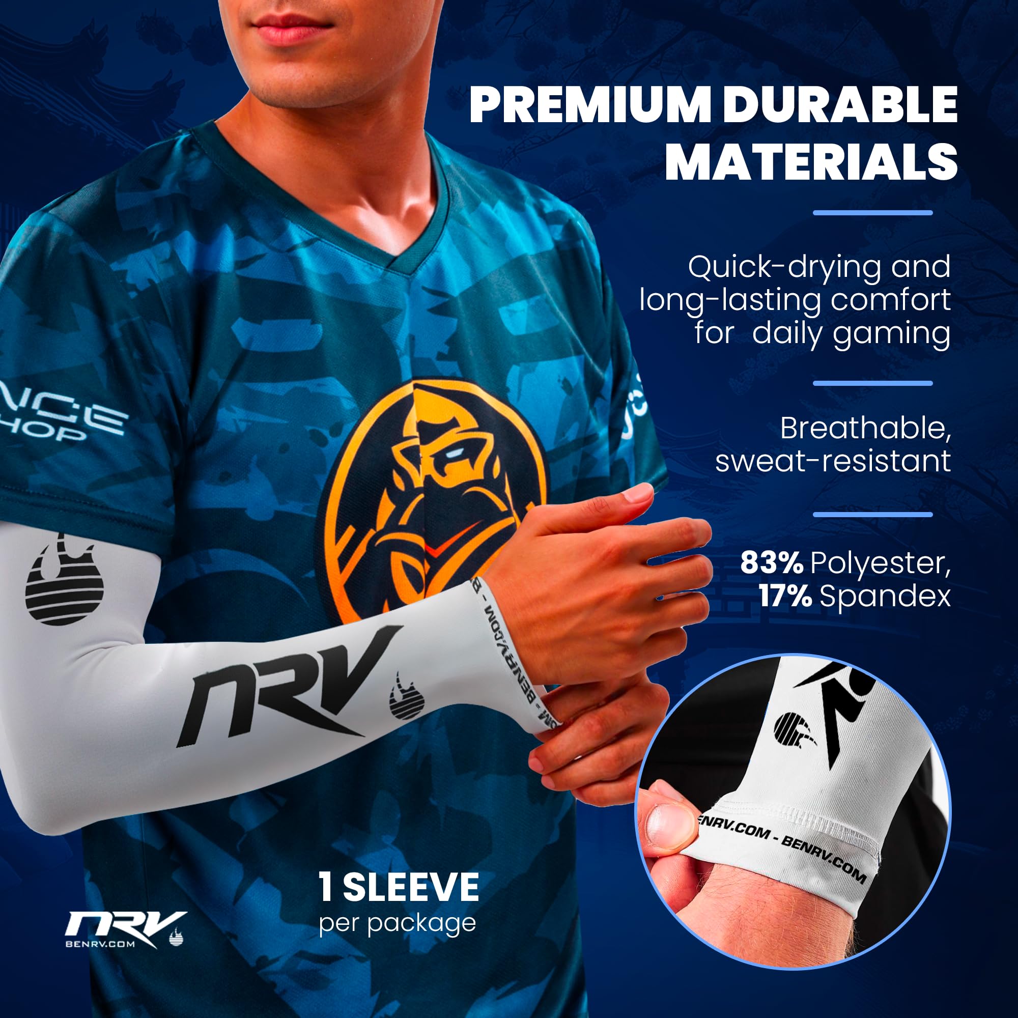 NRV Polsino di compressione Gaming Esport (Performance Edition) – Ottimizza il tuo gioco con comfort e stile – Progettato da giocatori professionisti – durevole, traspirante e senza attrito