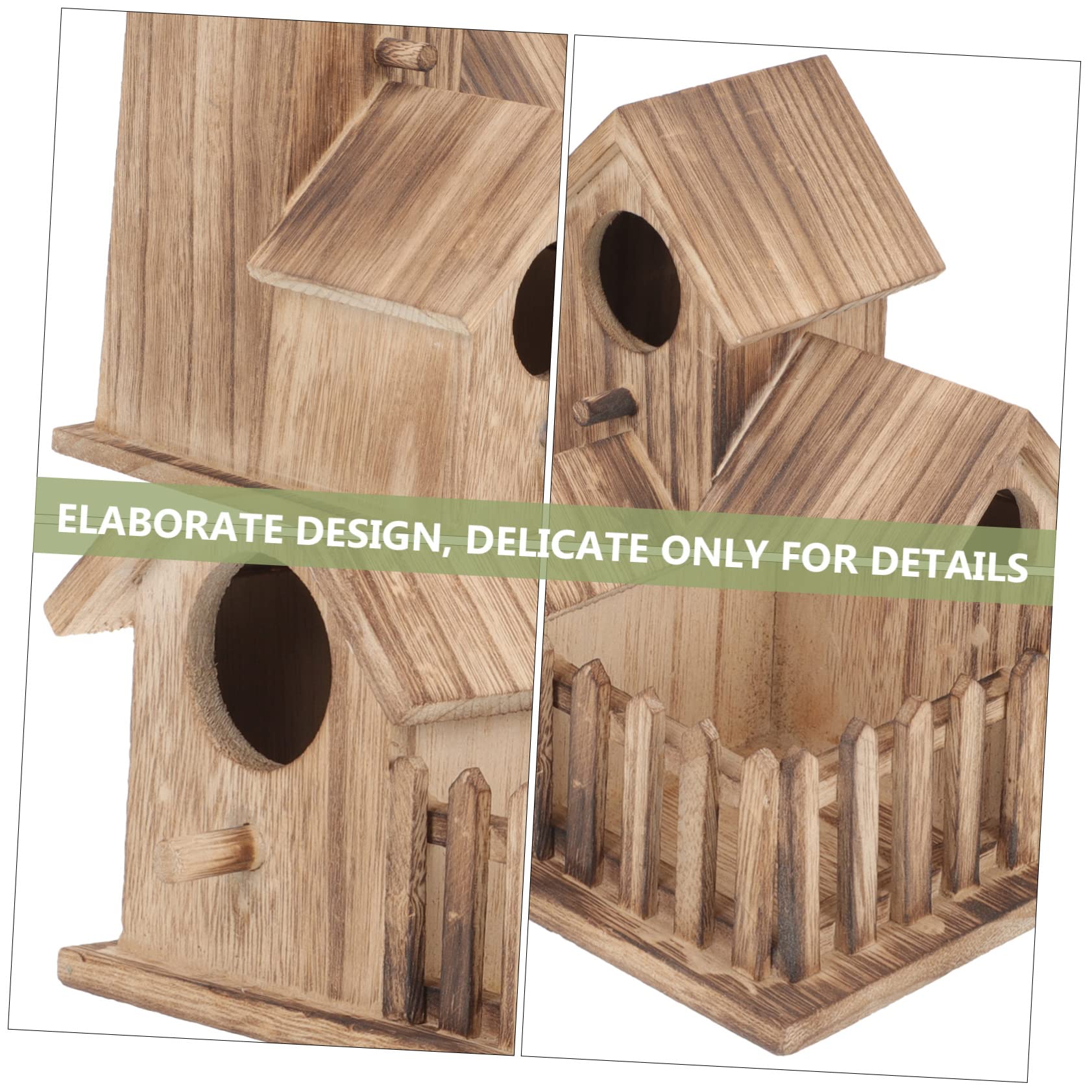 UPKOCH Villa Nido De Pájaro Casita para Pájaros De Exterior Comedero Independiente para Periquitos Nido De Madera para Jardín De Madera Accesorios para Periquitos