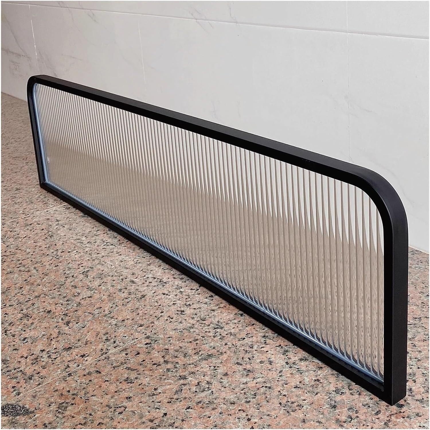 ZYCHSJXA Dividers For Dining Areas Striped Glass Space Divider Countertop Low Fence Restaurant Partitions(Schwarz,30x80cm)