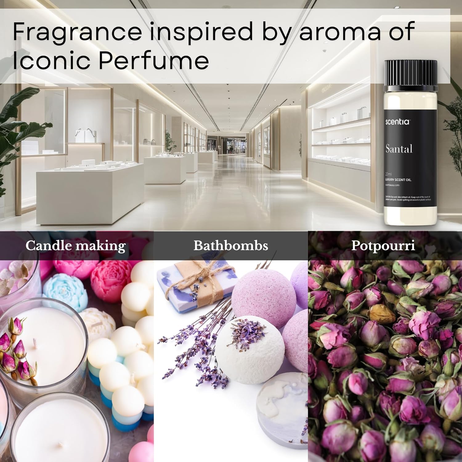 Santal Diffuser Oil – Premium 20 ml Santal-Inspired Blend – Sandalwood, Amber, Musk, Cedar, Cardamom – Luxury Fragrance Oil for Ultrasonic & Waterless Diffusers – Made in USA, Thanksgiving Gift - Image 2