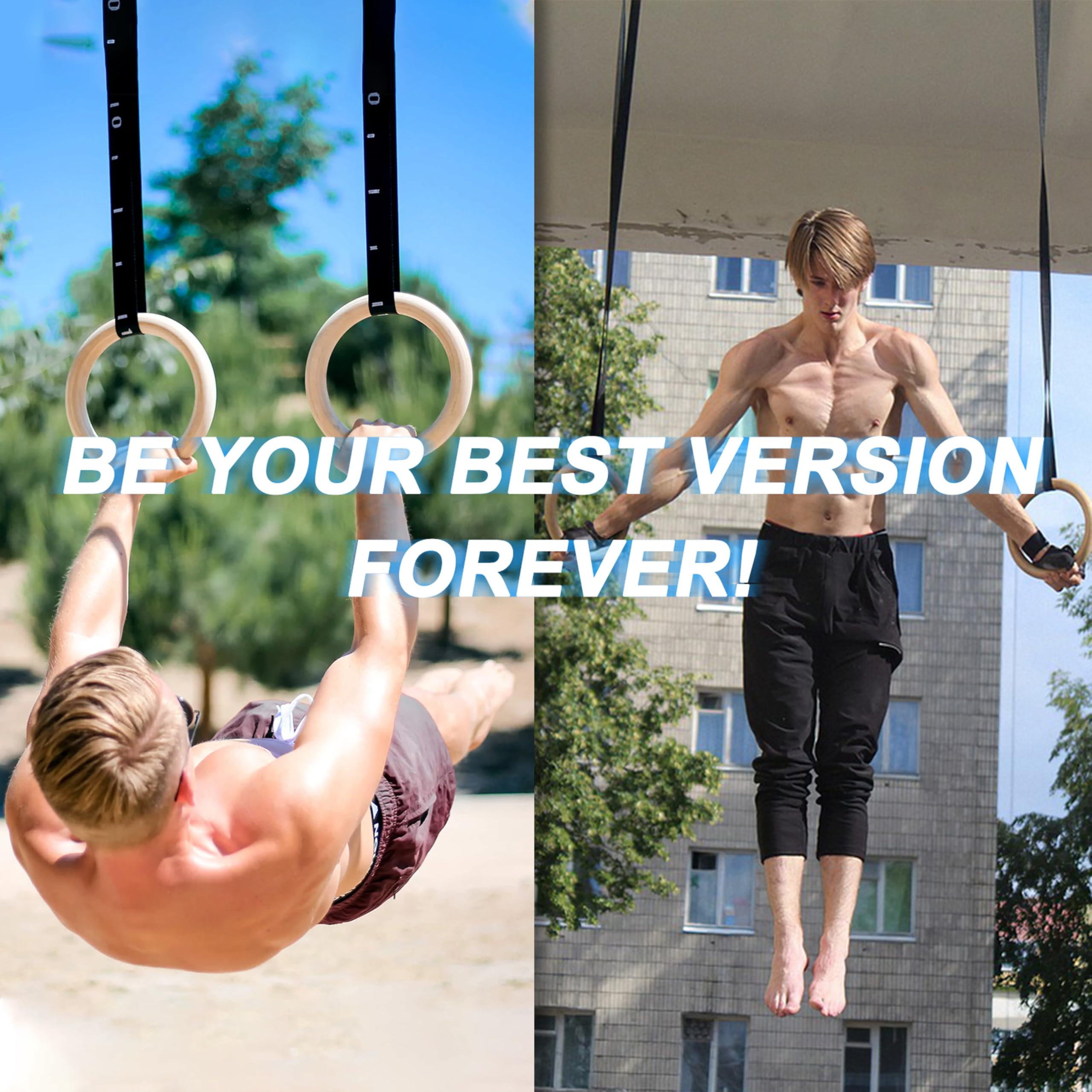 Calisthenics Starter Set – Fitness-Set für Anfänger mit Parallettes, Gymnastikringen, AB Roller, Wrist Wraps, Springseil und 3 Widerstandsbändern – Perfekt für Heim- und Outdoor-Workouts