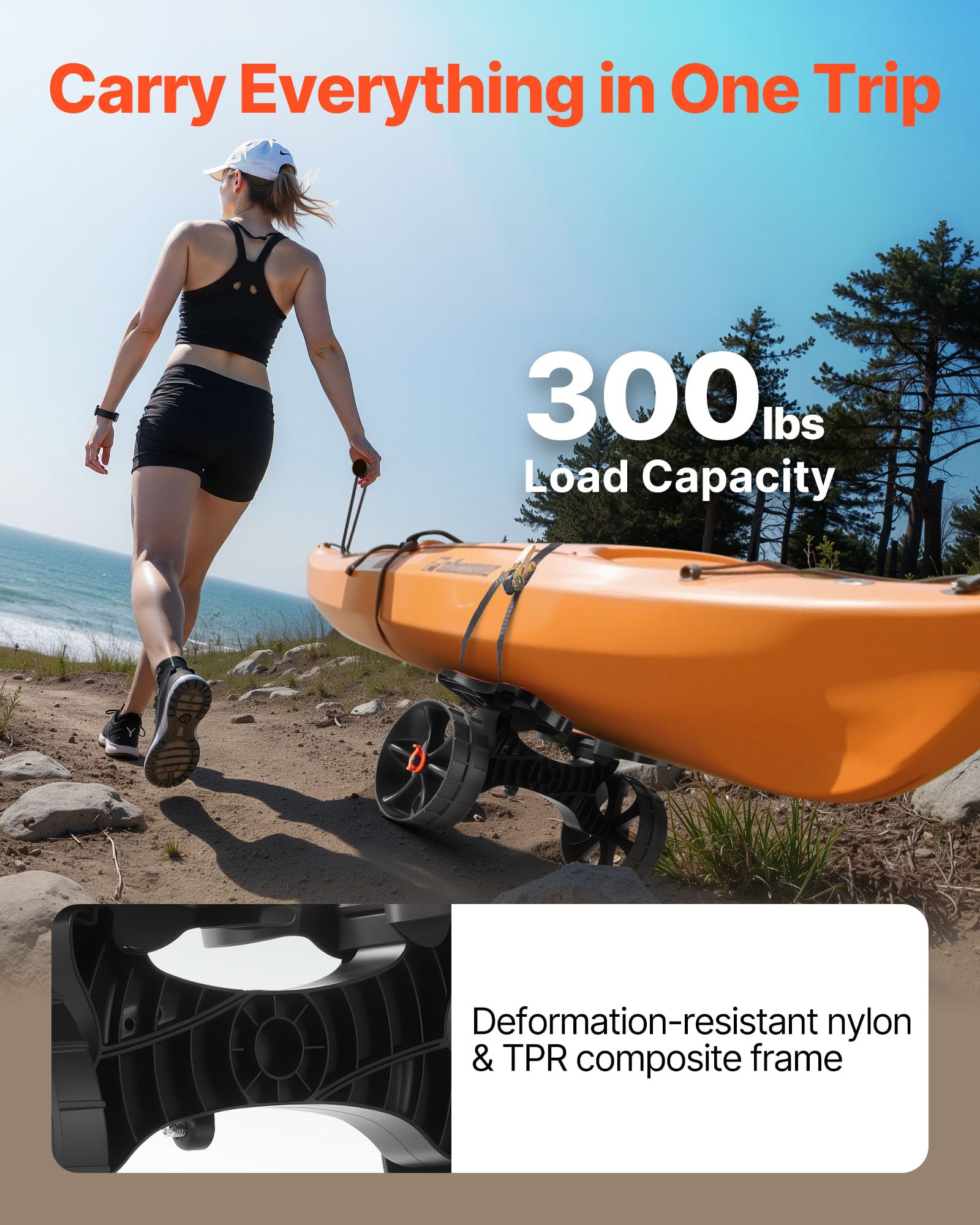 Image secondaire de Chariot de Kayak VEVOR Ultra Résistant avec Pneus Pleins