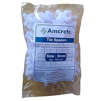 Amcrete Tile Spacer 100 clips | Tile Leveling clips | Plastic spacer | Grout Spacer | Grouting Accessory (6MM SPACER, 100)