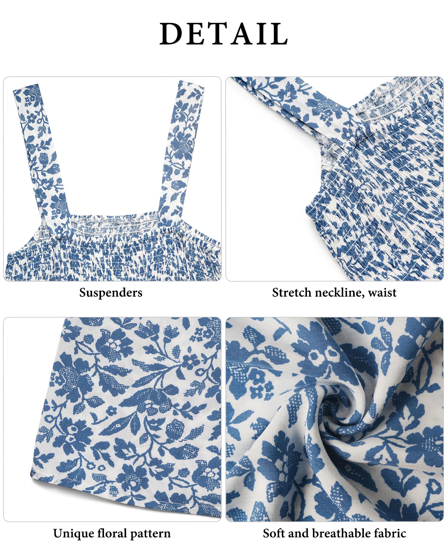 VEVESMUNDO Damen Sommerkleid Ärmelloses Spaghettiträger Quadratischer Ausschnitt Boho Blumen Lang Kleid Blumenkleid Strandkleid A Line Kleider