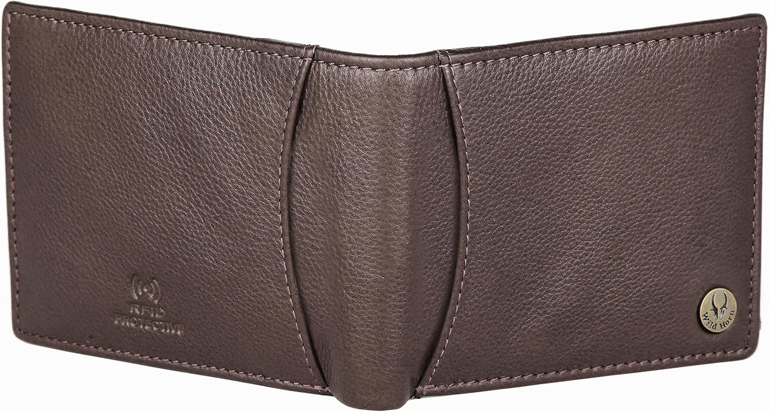WildHorn Blue Leather Men's Wallet (WH1173), Mocha Brown, Classic