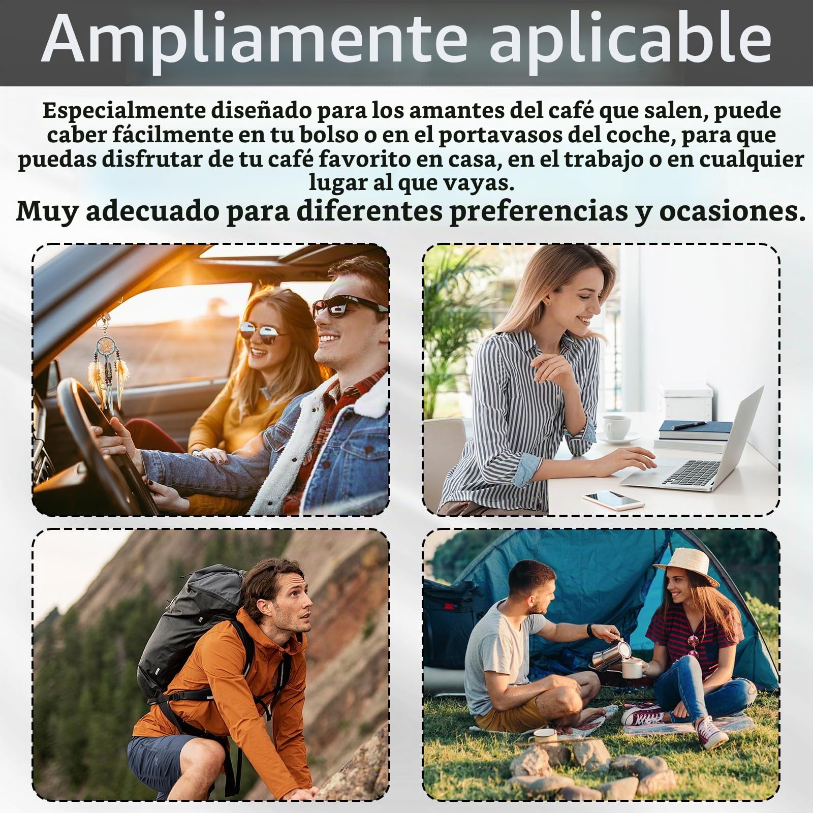 Cafetera Espresso Eléctrica Portátil 3 en 1, Cafetera de Viaje para Camping 90ml Máquina de Café Expreso Eléctrica, Cafetera de Coche Autocalentable para Oficina Viaje Camping (Blanco+Soporte)