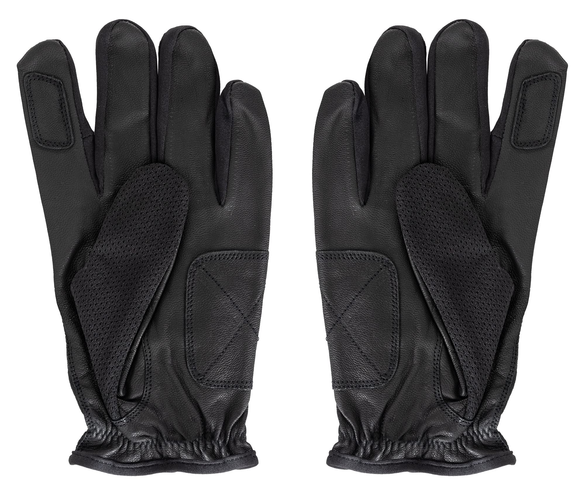 XDrum Gants De Batterie DGL-5F Taille L - Gants De Batteur pour Hommes - avec Doigts Longs - en Cuir Souple - Extérieur en Mesh - Noir