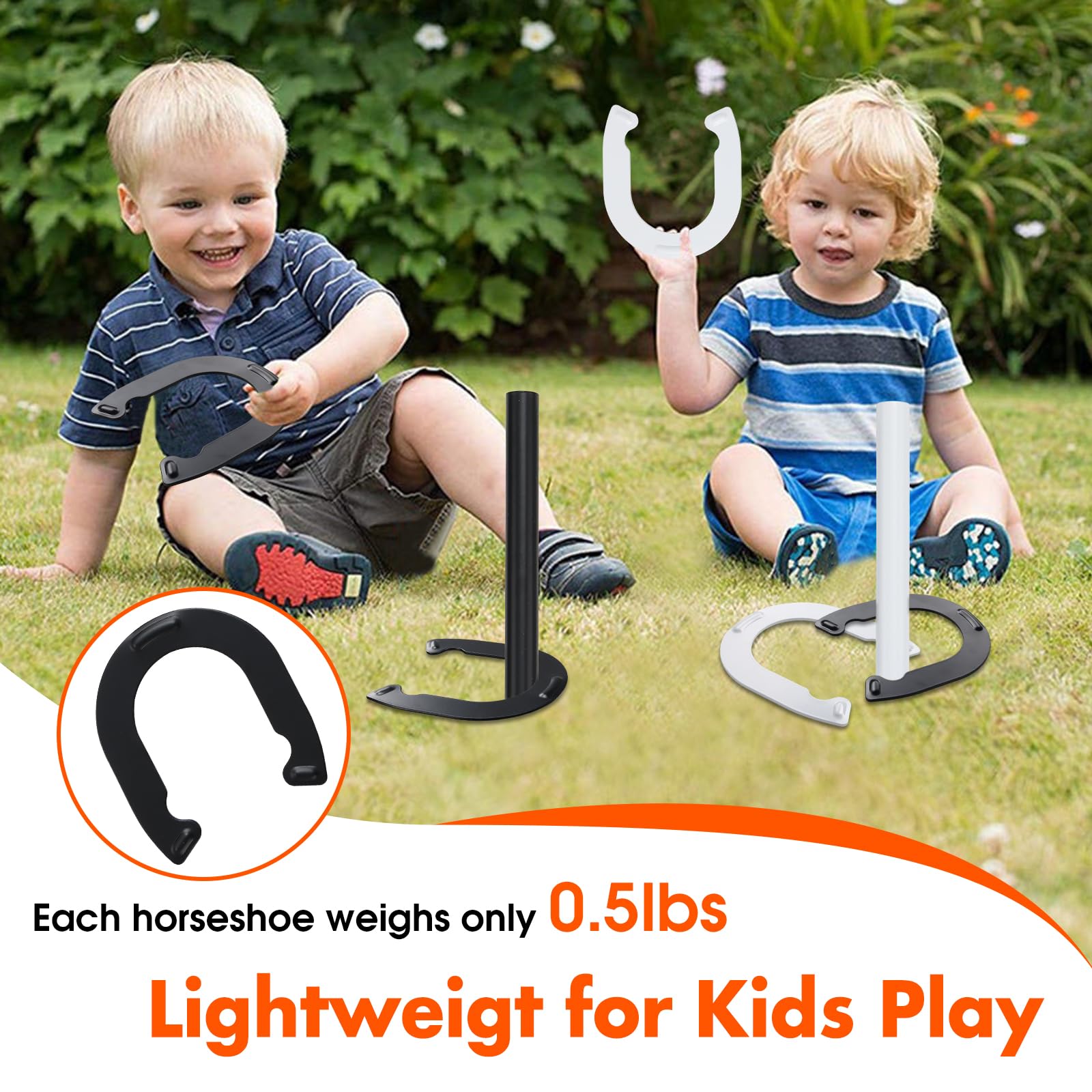 Hufeisen-Spiel für Kinder, Stahl-Pferdschuhe, Spiel-Set, Outdoor-Spiele für Kinder, Teenager, Familie, tragbar für Hinterhof, Rasen, Camping, Strandparty