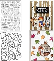 Vista 1 de Juego de sellos y troqueles de saludo de otoño para hacer tarjetas, sellos transparentes y troqueles de corte de metal para álbumes de recortes