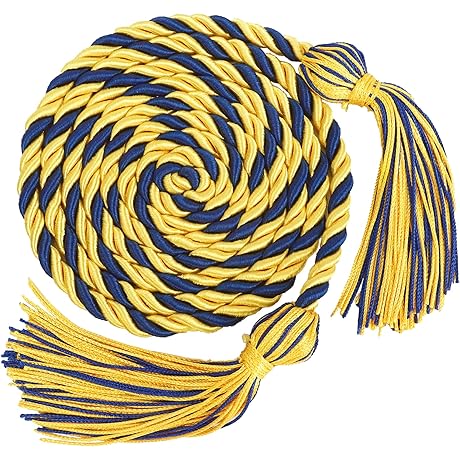 Graduation Cords, Class of 2024 Honor Cords, Blue & Gold Graduation Cords Pack of 6