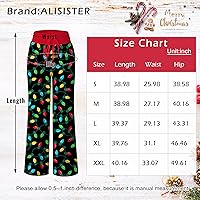 Vista 7 de ALISISTER Pantalones de pijama de Navidad para mujer, ropa de dormir cómoda y casual, pierna ancha con cordón