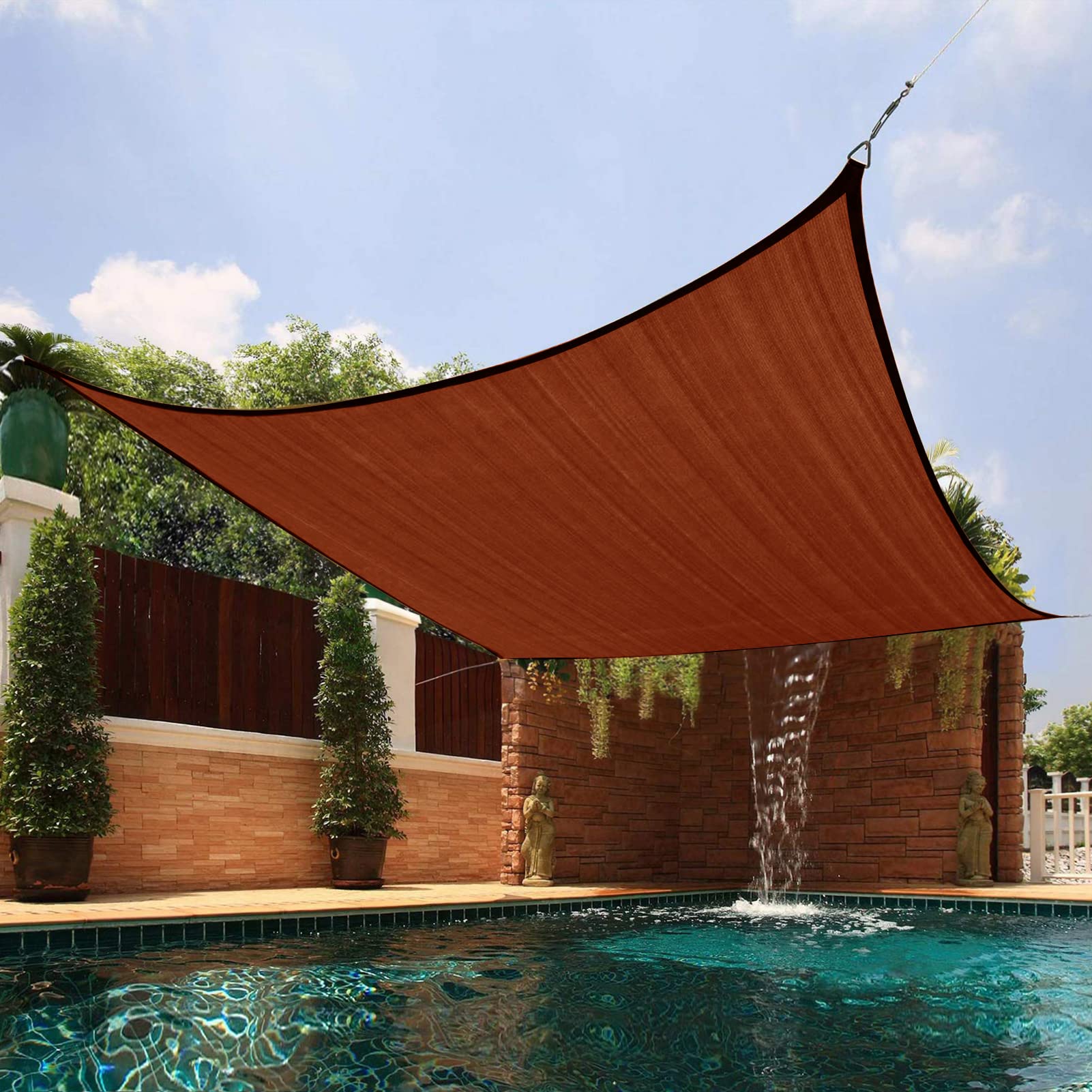 Amagenix Sun Shade Sail 12'X16' Curved Edge Outdoor Shade Canopy Rust Red Breathable 95% UV Block Shade Cloth for Patio Garden Backyard (We Make Custom Size)
