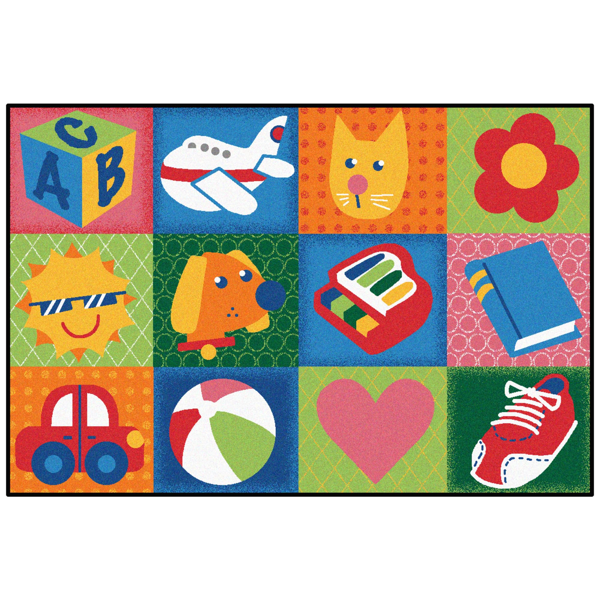 Carpets for Kids KID$Value 48.25 Toddler Fun Squares Nursery Classroom Rug 4ft x 6ft Rectangle Multi Color