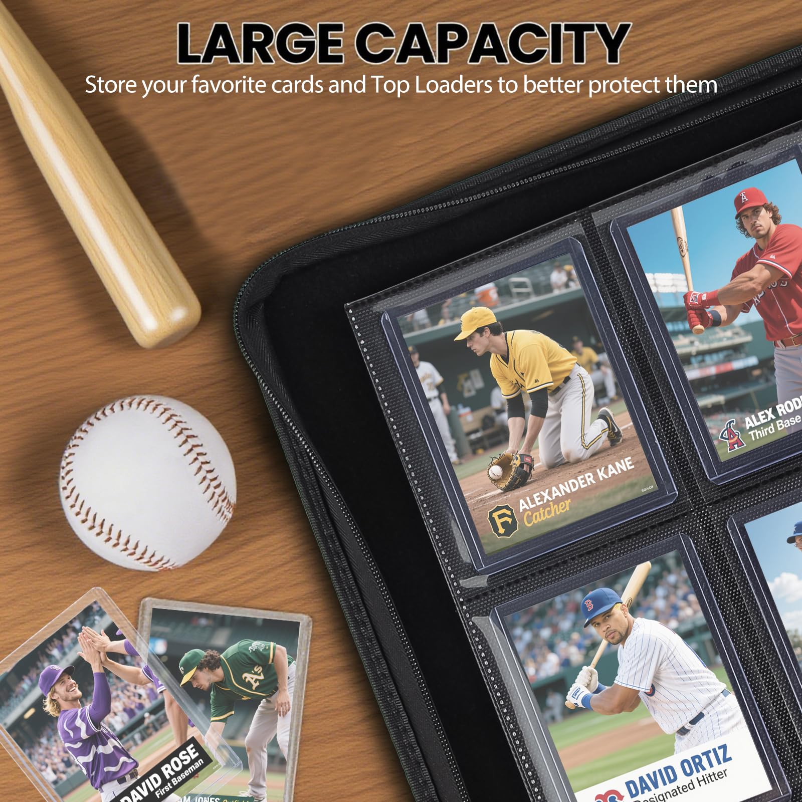 Raccoglitore Top Loader Carte, Album Card Binder 4 Tasche per 112 Top Loaders, Raccoglitori Carte Collezionabili - YGO/PTCG/MTG/TCG Sports Cards, Libro Porta, Non per carte SENZA un Top Loader