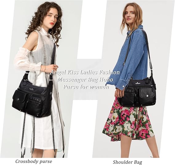 Angelkiss Women Crossbody Bag Shoulder Messenger Handbag Handbag Handbag Medium Faux Leather Pocket Book US Size: L